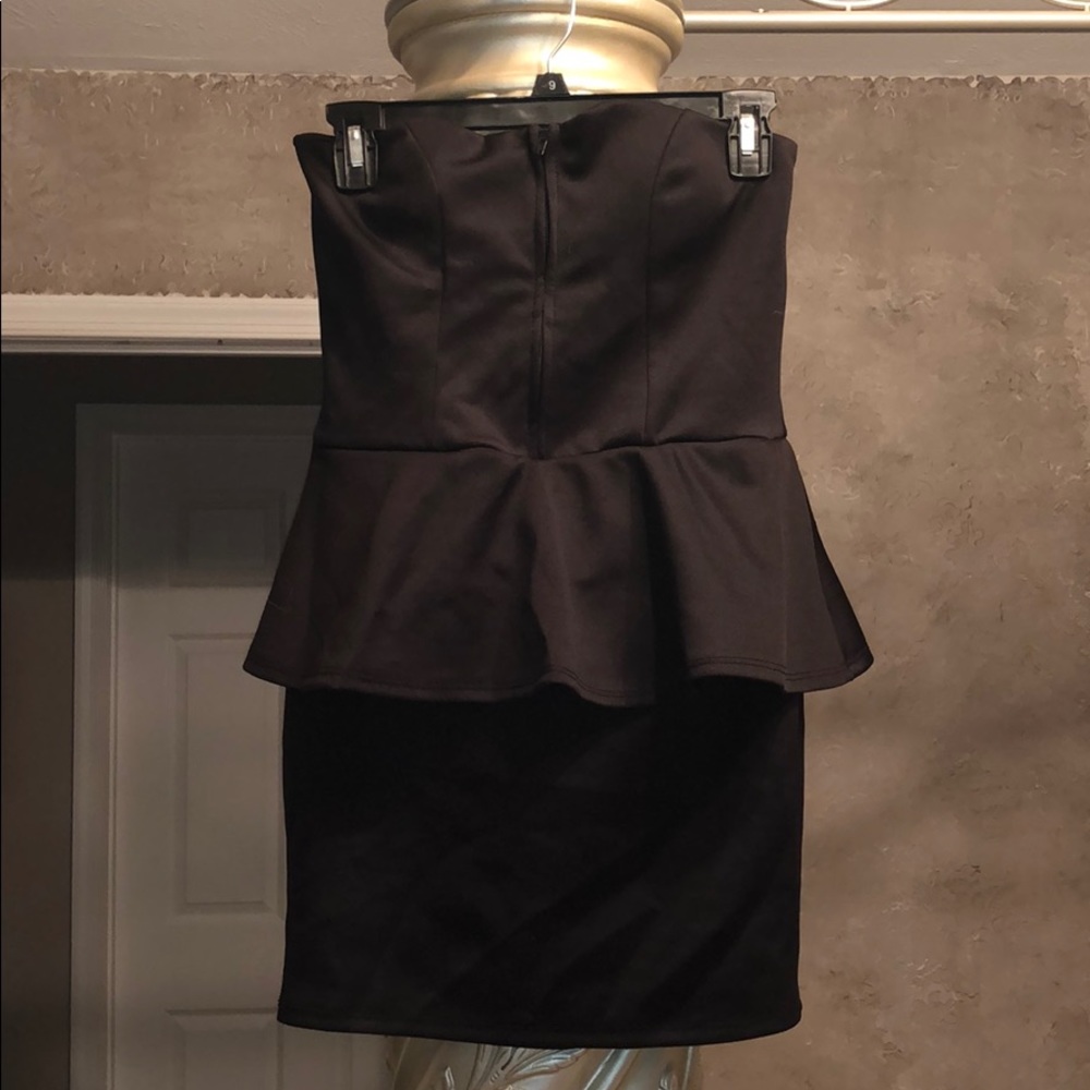 Black strapless mini dress